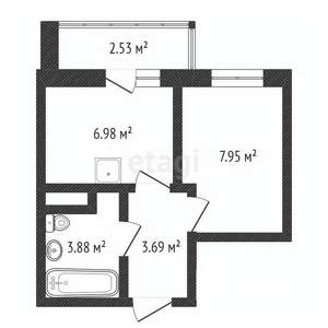 1-к квартира, вторичка, 25м2, 4/17 этаж
