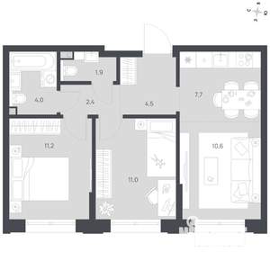 3-к квартира, вторичка, 53м2, 2/16 этаж