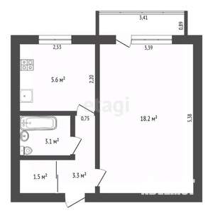 1-к квартира, вторичка, 32м2, 5/5 этаж