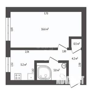 1-к квартира, вторичка, 30м2, 1/2 этаж