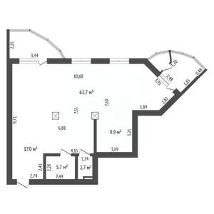 3-к квартира, вторичка, 98м2, 13/22 этаж