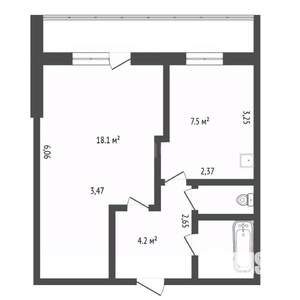1-к квартира, вторичка, 37м2, 1/10 этаж