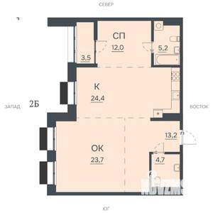 2-к квартира, строящийся дом, 87м2, 6/12 этаж
