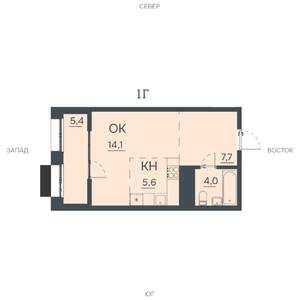 1-к квартира, строящийся дом, 37м2, 9/12 этаж