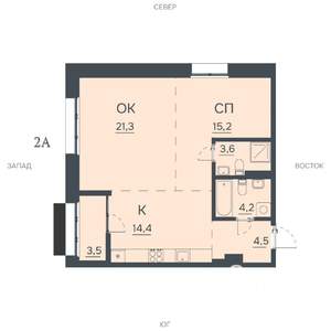 2-к квартира, строящийся дом, 67м2, 3/12 этаж