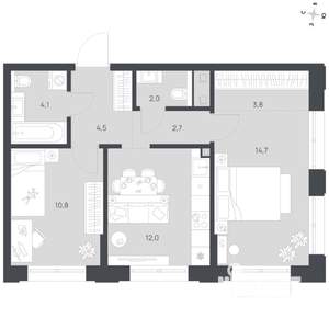 2-к квартира, вторичка, 55м2, 2/16 этаж