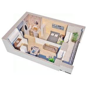 1-к квартира, строящийся дом, 42м2, 2/12 этаж