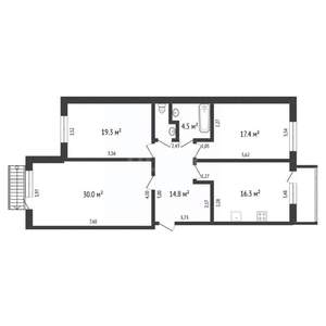3-к квартира, вторичка, 104м2, 1/20 этаж