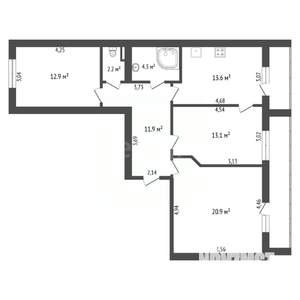 3-к квартира, вторичка, 79м2, 10/14 этаж
