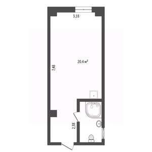 Студия квартира, вторичка, 23м2, 4/5 этаж