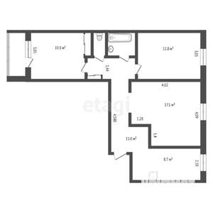 3-к квартира, вторичка, 64м2, 1/5 этаж