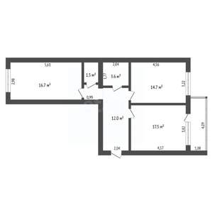 2-к квартира, вторичка, 68м2, 2/14 этаж