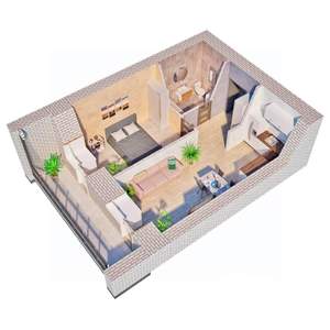 1-к квартира, строящийся дом, 43м2, 10/12 этаж