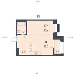 1-к квартира, строящийся дом, 50м2, 4/12 этаж
