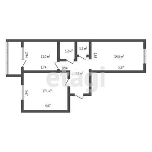 2-к квартира, вторичка, 54м2, 10/10 этаж