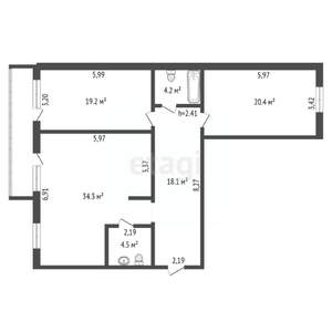 3-к квартира, вторичка, 102м2, 5/9 этаж