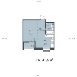 1-к квартира, строящийся дом, 42м2, 2/12 этаж