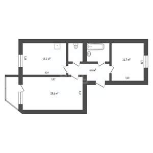 2-к квартира, вторичка, 58м2, 1/5 этаж