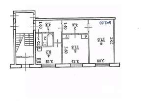 2-к квартира, вторичка, 52м2, 1/5 этаж
