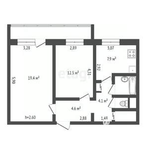 2-к квартира, вторичка, 54м2, 10/10 этаж