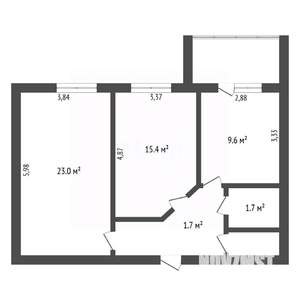 2-к квартира, вторичка, 59м2, 1/10 этаж