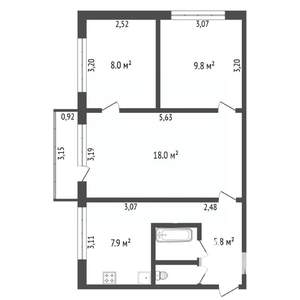 3-к квартира, вторичка, 53м2, 4/5 этаж