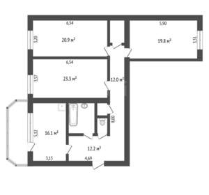 3-к квартира, вторичка, 115м2, 4/9 этаж