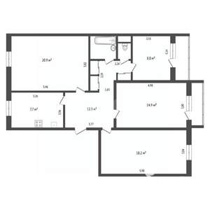 4-к квартира, вторичка, 86м2, 5/5 этаж