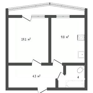 1-к квартира, вторичка, 41м2, 6/10 этаж