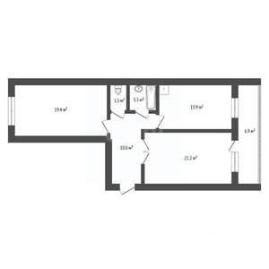 2-к квартира, вторичка, 73м2, 8/15 этаж