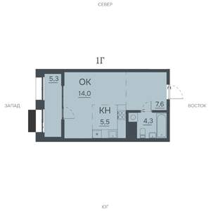 1-к квартира, строящийся дом, 37м2, 4/12 этаж