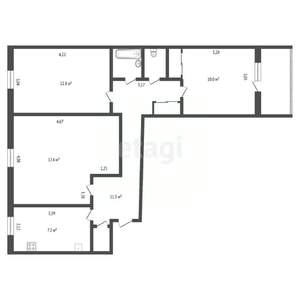 3-к квартира, вторичка, 64м2, 4/5 этаж