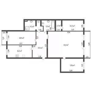 4-к квартира, вторичка, 156м2, 3/5 этаж