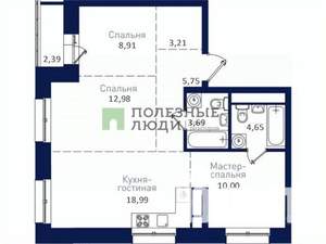 4-к квартира, вторичка, 69м2, 12/19 этаж