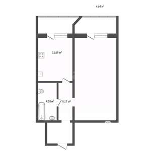 1-к квартира, вторичка, 61м2, 10/10 этаж