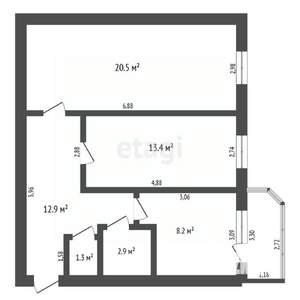 2-к квартира, вторичка, 60м2, 9/10 этаж