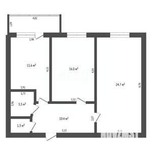 2-к квартира, вторичка, 67м2, 2/10 этаж