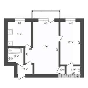 2-к квартира, вторичка, 45м2, 4/4 этаж