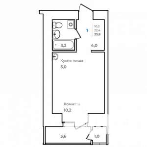 1-к квартира, строящийся дом, 24м2, 3/14 этаж