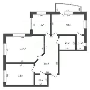 3-к квартира, вторичка, 98м2, 4/18 этаж
