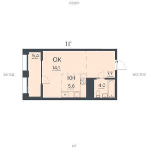 1-к квартира, строящийся дом, 37м2, 10/12 этаж