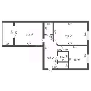 2-к квартира, вторичка, 64м2, 1/9 этаж
