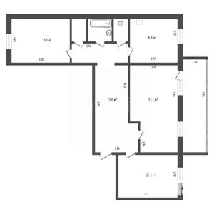 3-к квартира, вторичка, 73м2, 5/6 этаж