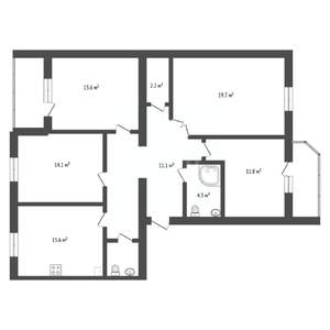 3-к квартира, вторичка, 106м2, 6/9 этаж