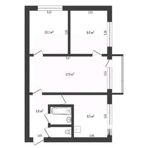 3-к квартира, вторичка, 53м2, 4/5 этаж