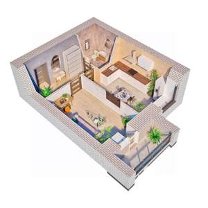 1-к квартира, строящийся дом, 42м2, 10/12 этаж