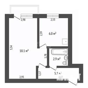 1-к квартира, вторичка, 32м2, 3/4 этаж