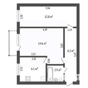 2-к квартира, вторичка, 43м2, 4/4 этаж