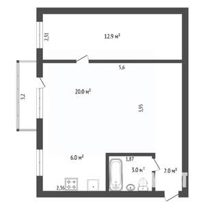 2-к квартира, вторичка, 44м2, 5/5 этаж