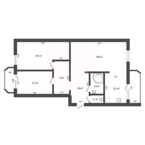 3-к квартира, вторичка, 102м2, 4/14 этаж